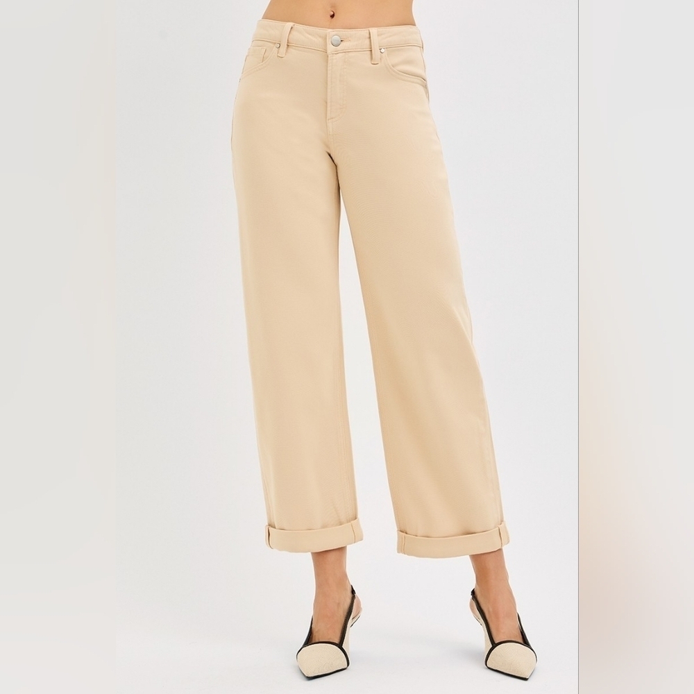 RISEN Women's Tummy Control Barrel Jeans Cuffed Neutral Cottagecore Various NEW - Picture 11 of 13